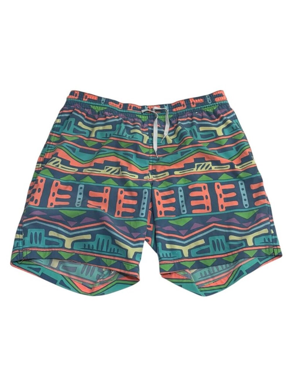 Chubbies Men Swim Trunks 7" Shorts 90s Pastel Geometric Aztec Print Lined Sz L
